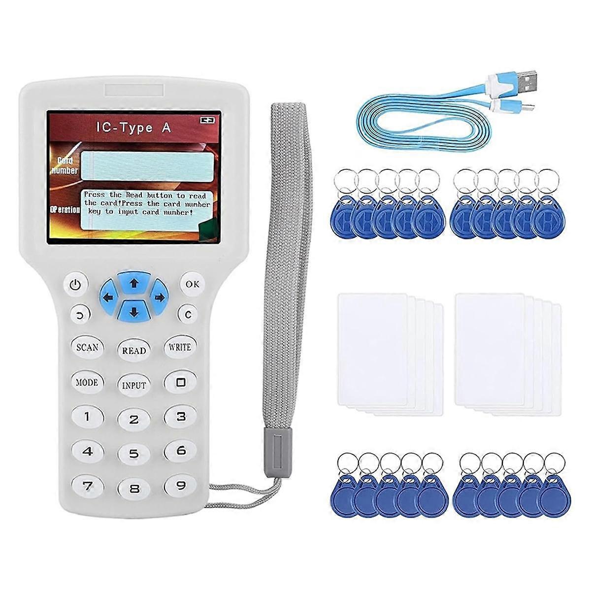 Advanced RFID Card Reader Burner:IC/ID English 10 Frequency RFID Decoder Handheld NFC Scanner for 1