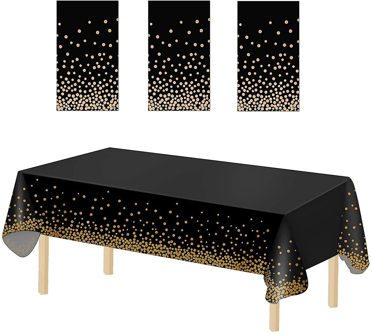 3 Pack Disposable Plastic Tablecloths, Plastic Rectangle White Dot Tablecloths For Indoor Or Outdoor