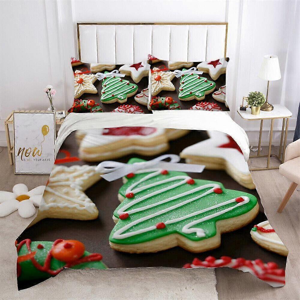 a839 Lençóis de Cama Presentes de Natal Neve Boneco de Neve Papai Noel Colcha Conjunto de Capa de Edredom Doona Capa de 3 Peças (1 Capa de Edredom + 2 Fronhas) Tm839