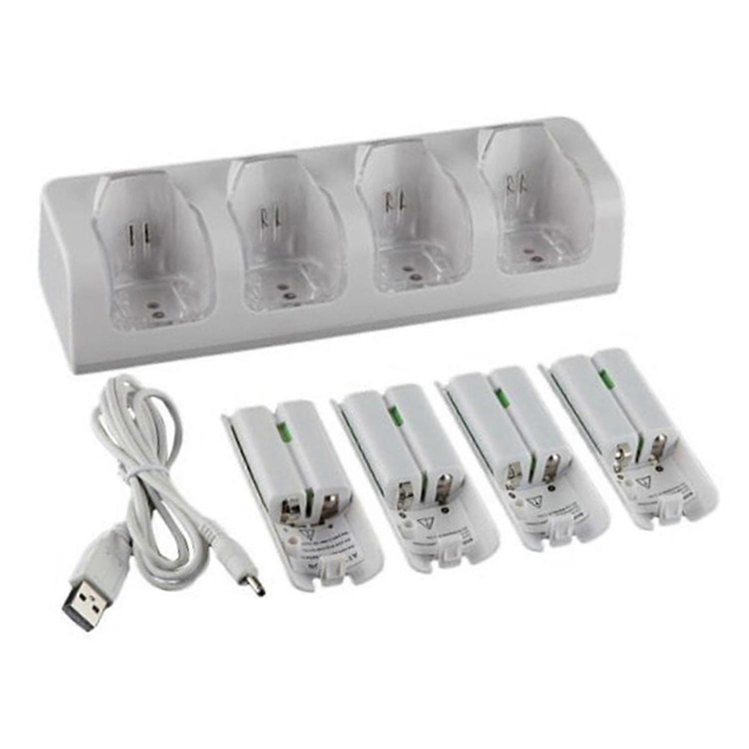 4Pcs 2800mAh Rechargeable Cells and Wii Cell Charge Dock Stand for Wii Remote Switch Accessory