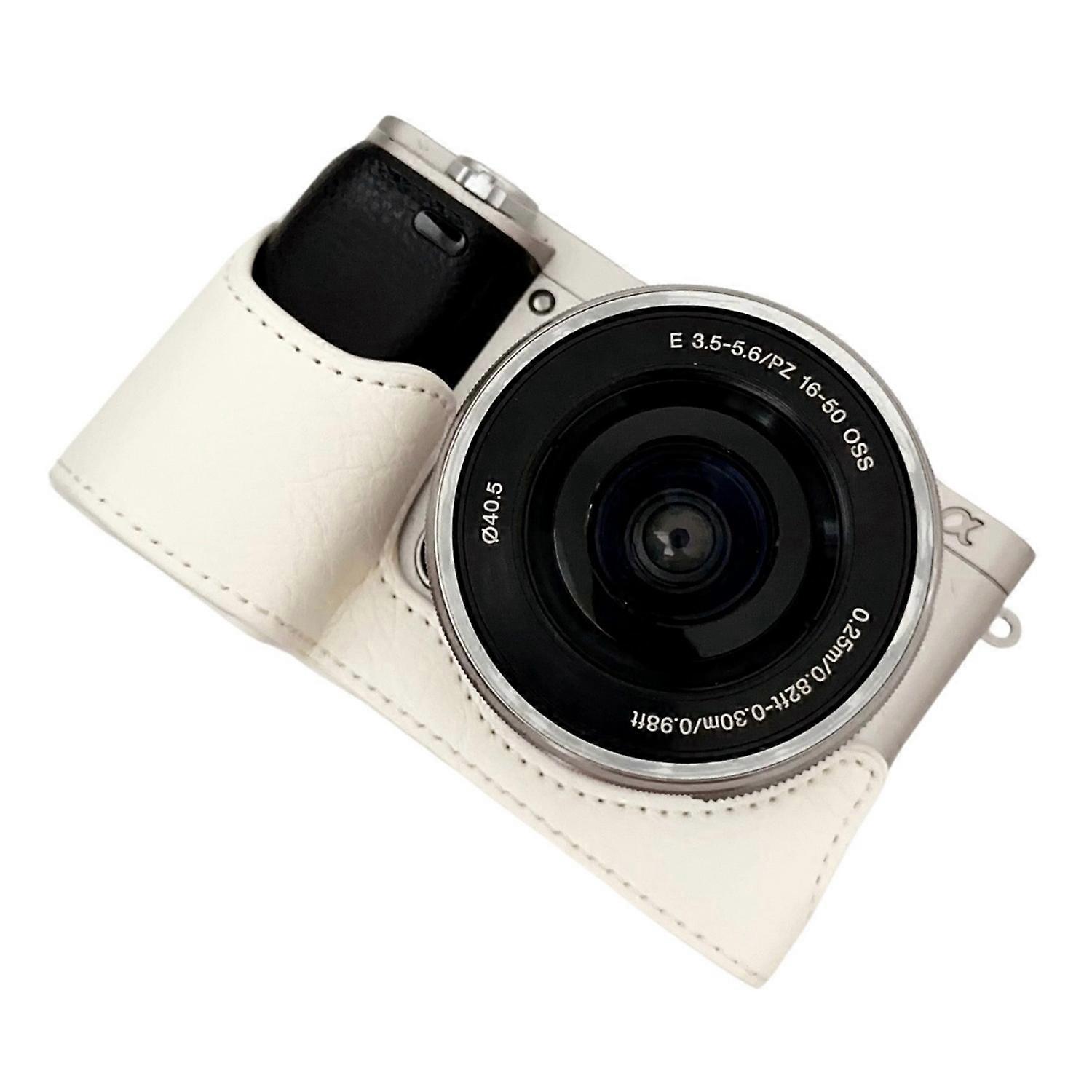 Type D For Sony A6400/A6300/A6100/A6000 PU Leather Camera Bottom Cover Screw Hole Half Body Case