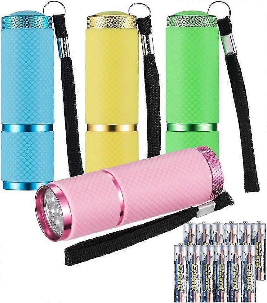 לפיד לד 4 חלקים, מיני לפיד עם ידית פלורסנט לילדים או למבוגרים רכיבה על אופניים קמפינג קריאה הליכה טיולים עבודה 12 סוללות אינן כלולות