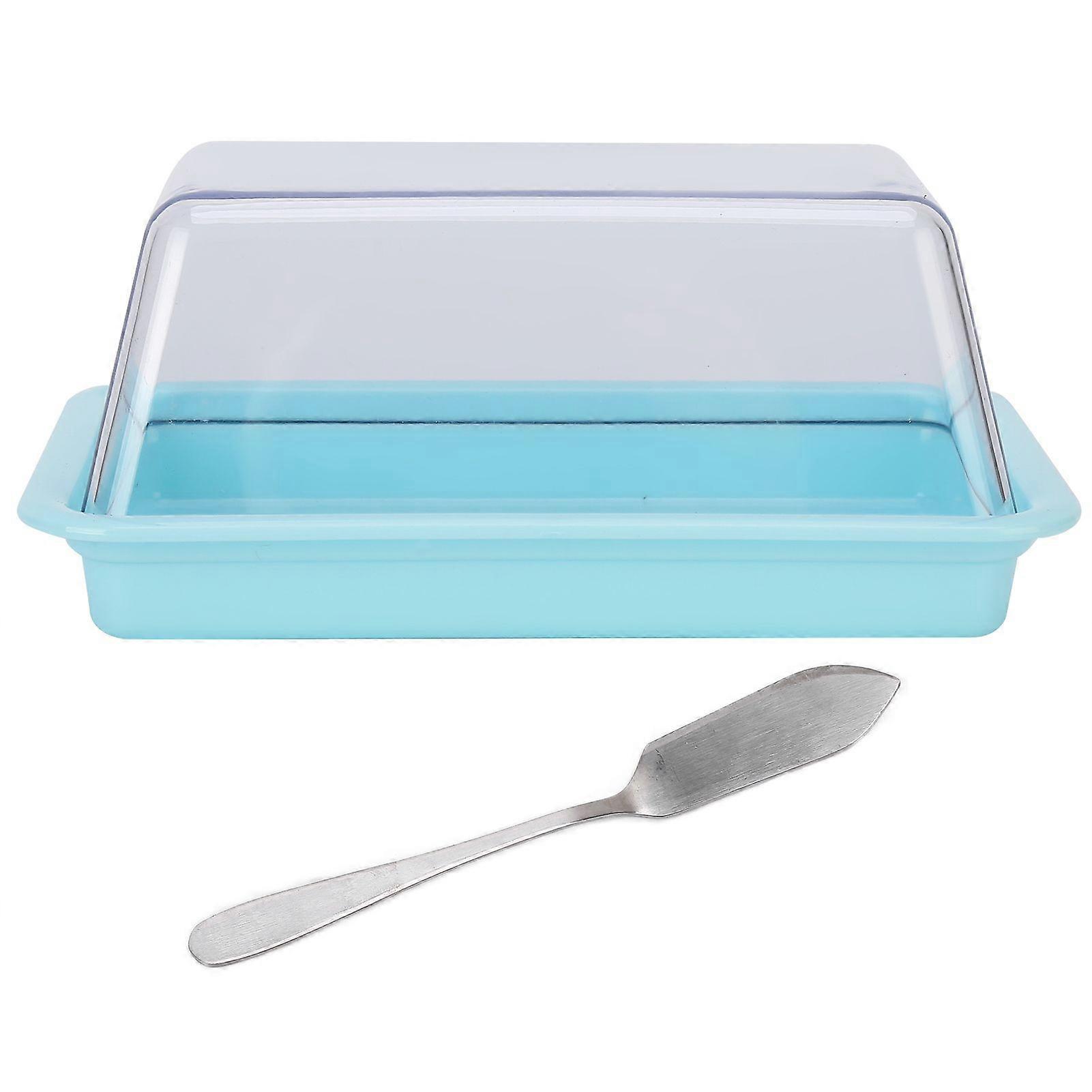 Rectangular Butter Cutting Box with Lid Portable Butter Storage Box for Home KitchenBlue