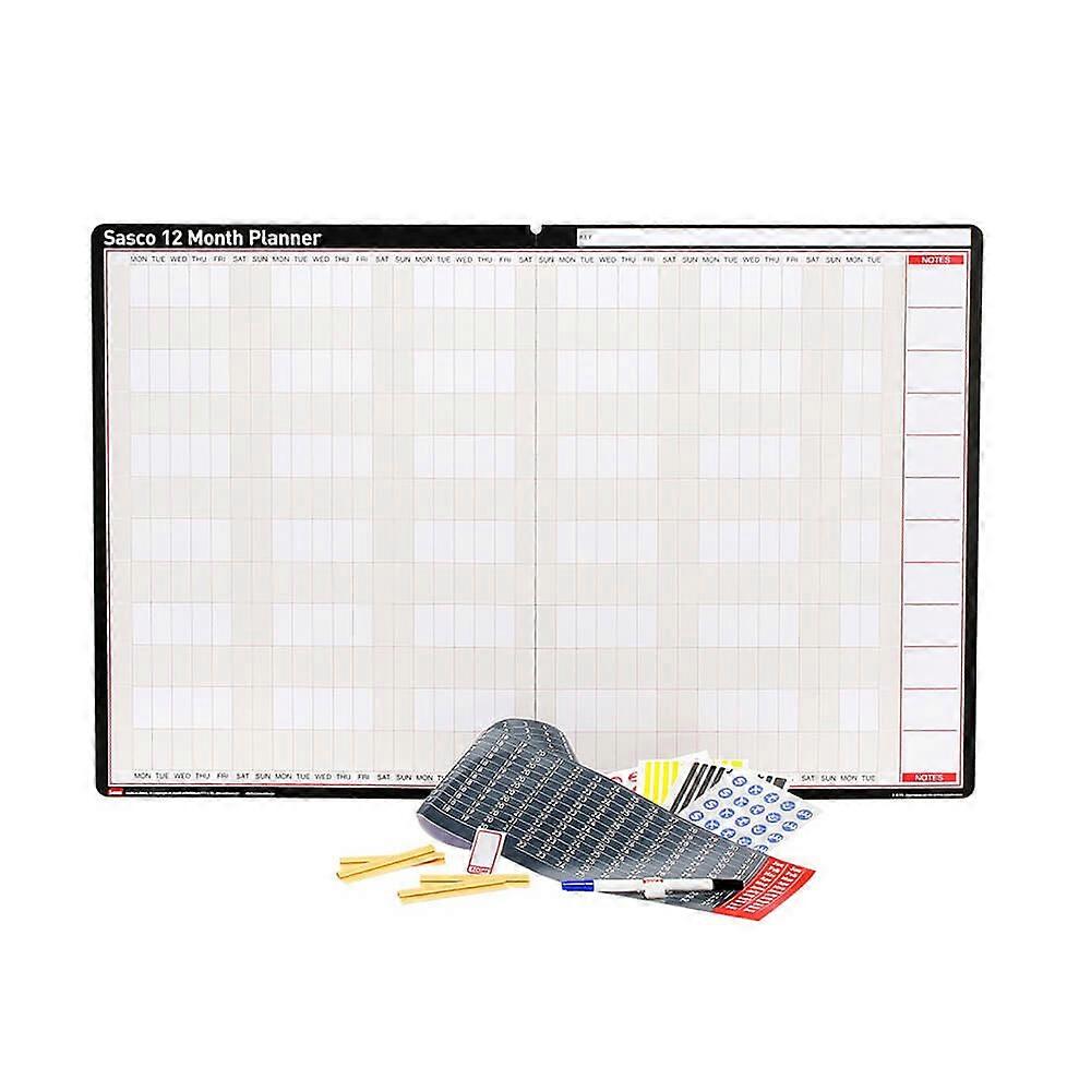 Sasco 12 Month Planner 910x605mm Durable Quality Handy Self Adhesive Strips