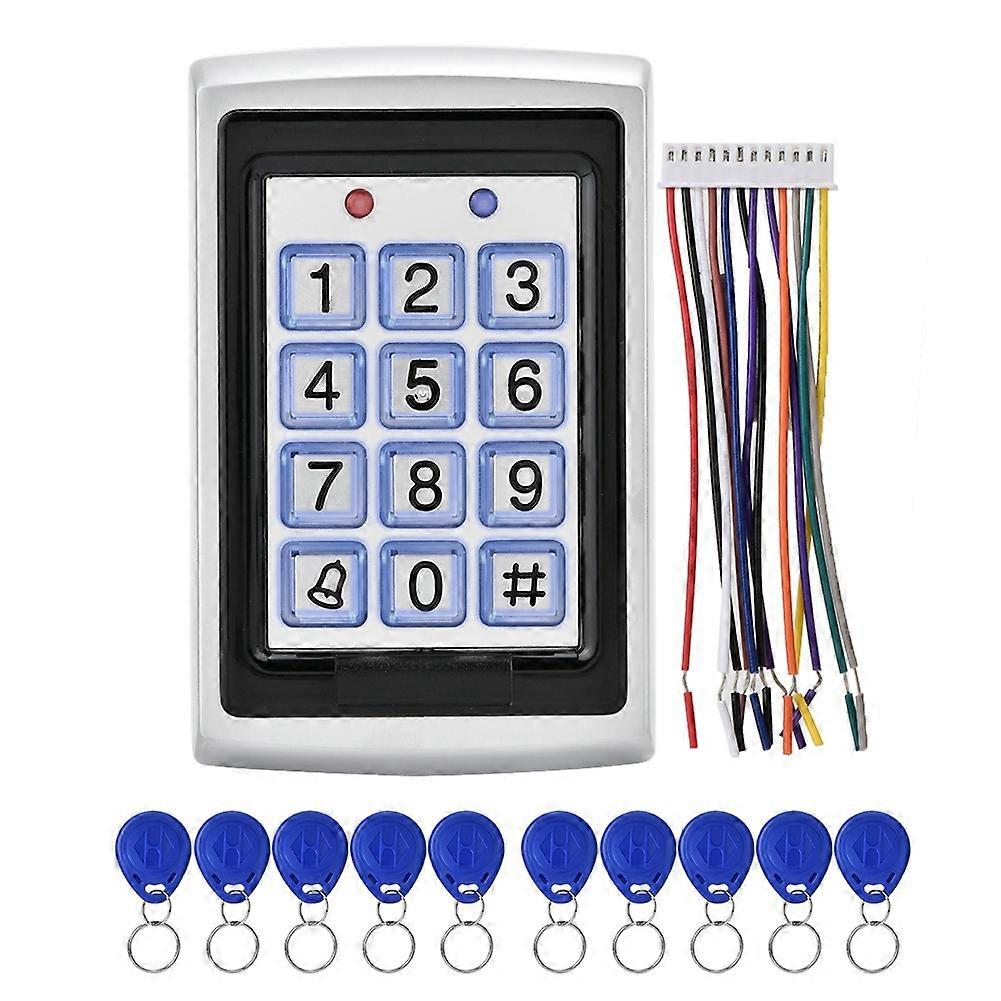 Door Password Access Control System Metal (065 Rectangle) with 10 Blue Keyfobs