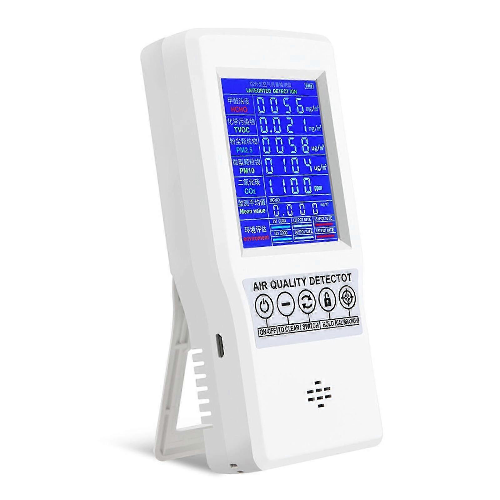 CO2 HCHO TVOC PM2.5/PM10 Detector with Portable Air Quality Monitor Indoor Home