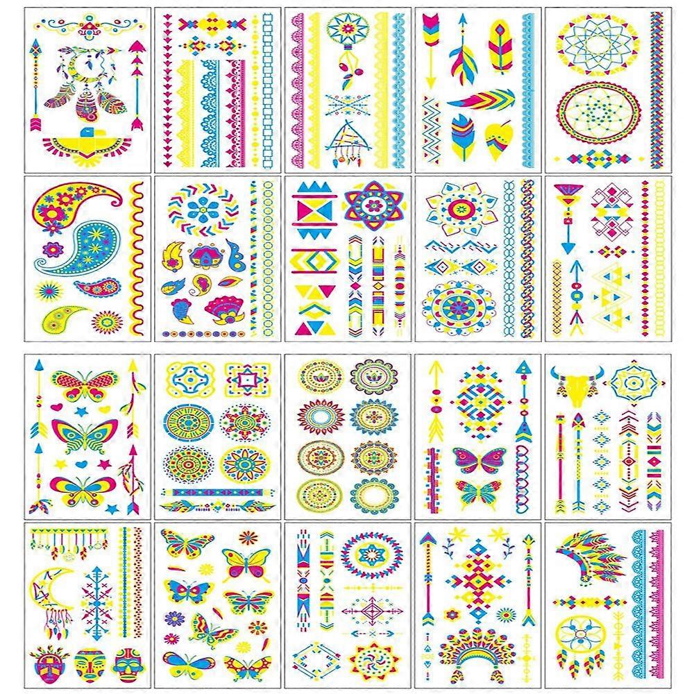 Glow In The UV Temporary Tattoos,20 sheets