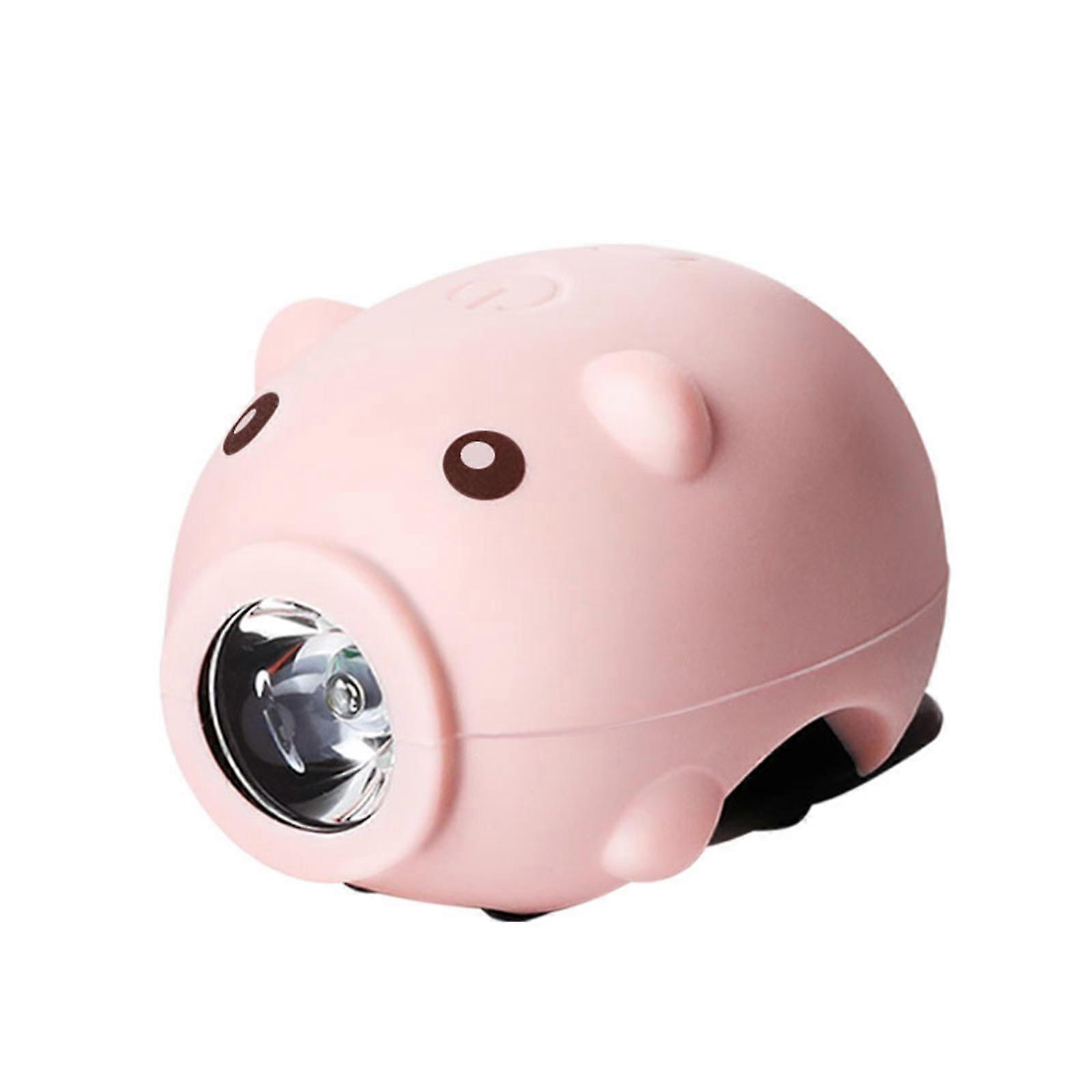 Kids Bicycle Head Light Piggy Shaped Headlight Flashlight Kids Safe Bicycle Headlight For Scooter And Cycling(Pink)