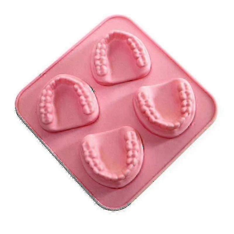 4 Hole Denture Teeth Shape Ice Cube Mold Silicone Ice Tray Diy Ice Cream Mold