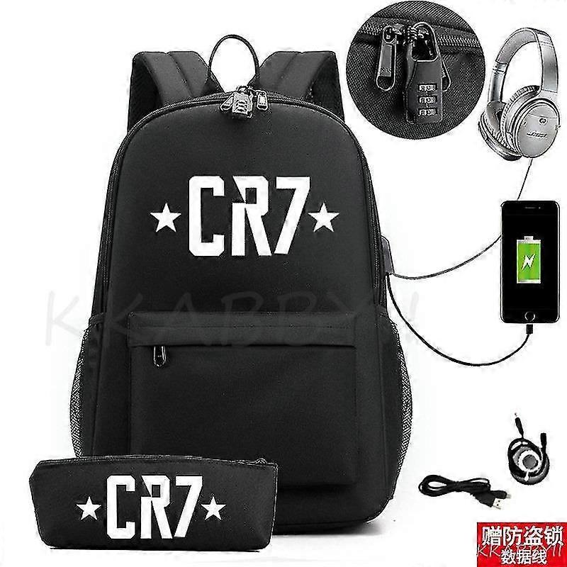 Nowy plecak Cr7 Tornister dla dzieci Nastolatki Tornistry Canvas Plecak studencki dla chłopca Mochilas 2szt