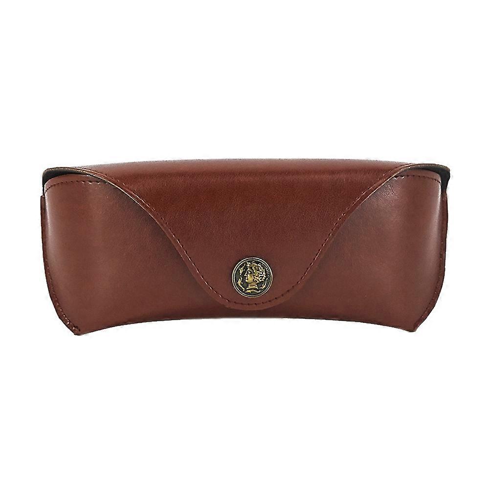 E5521 Simple Retro PU Soft Leather Glasses Storage Box, Color: Brown PU Brown