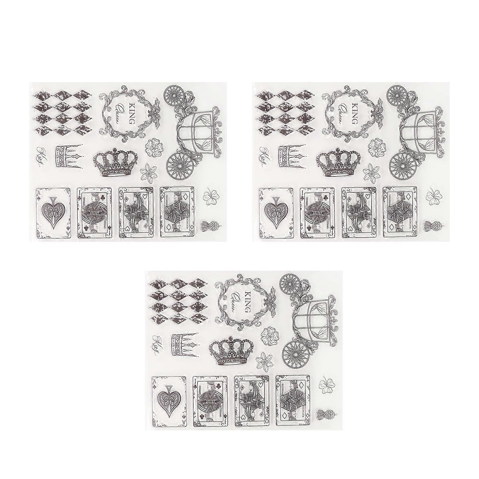 3pcs Clear Stamps DIY Interesting Durable Reusable TPR Material Transparent Appearance Embossing Scrapbooking Tool