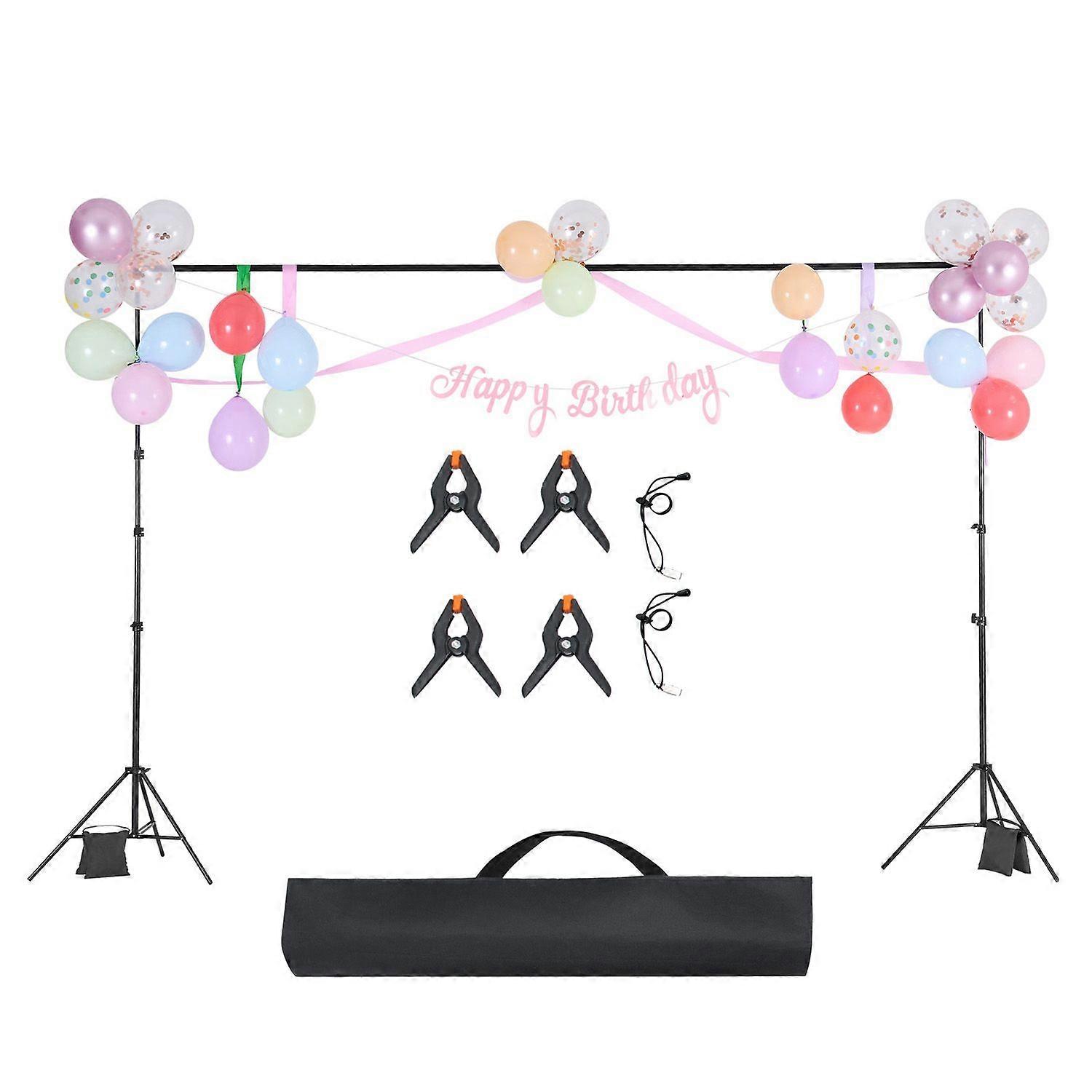 Support de toile de fond réglable de 10 x 10 pieds, portable avec 4 barres transversales, support d’écran de projecteur robuste, mariage, studio photo et utilisation de fête