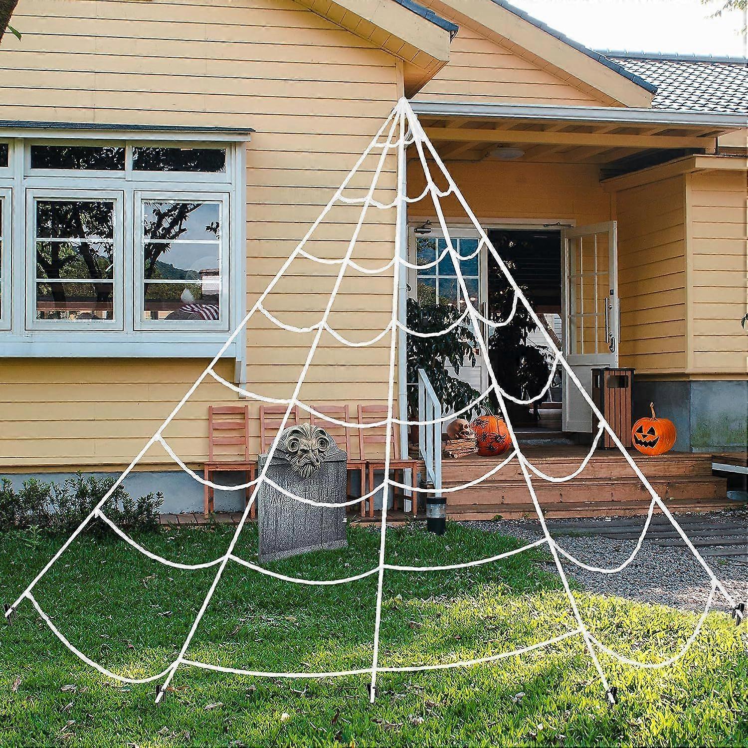 Halloween Triangular Spider Web Outdoor - Large, 23 Feet | Spider Web Rope | Rope Spider Web Decoration, Spider Webs Halloween Decorations | Outdoor S