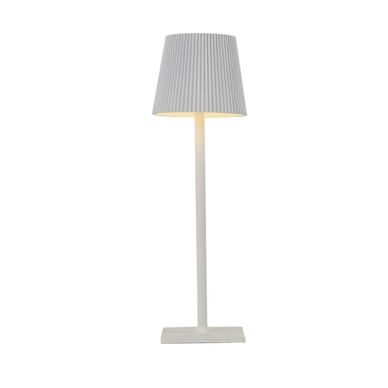 ML-G04 Vintage Pleated Table Light Bedside Desk Reading Lamp (Built-in 4000mAh Battery)-White
