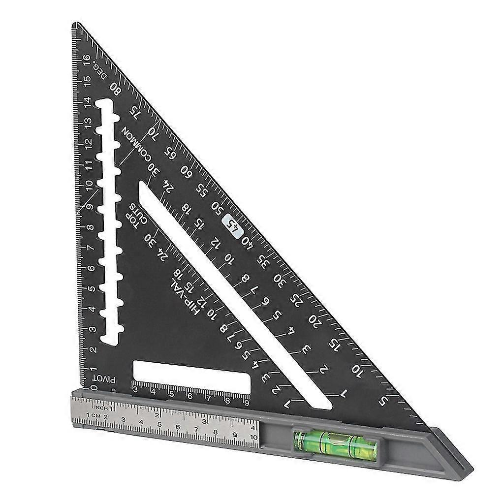 Multifunctional Woodworking Square with Level Stainless Steel Triangle Ruler
