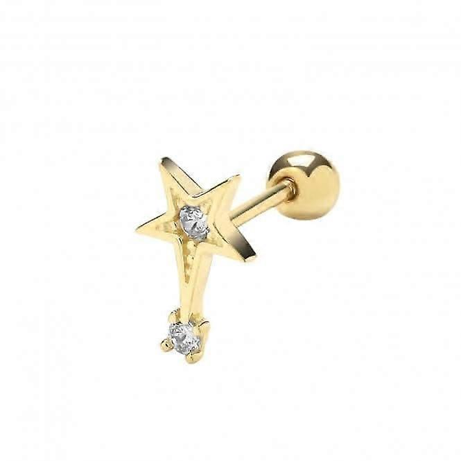 9ct Yellow Gold Zirconia Shooting Star Cartilage 6mm Post Stud ES1904