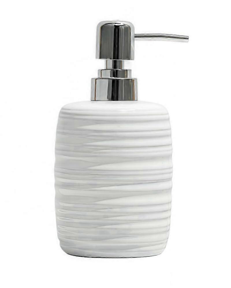 Ceramic Soap Dispenser 13.5 Oz Capacity, Modern Liquid Pump, Matte White Finish