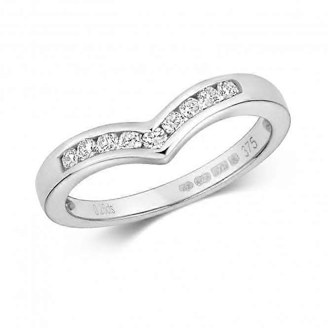 Diamantschmuck 9 Karat Querlenkerring aus Weißgold RD367W