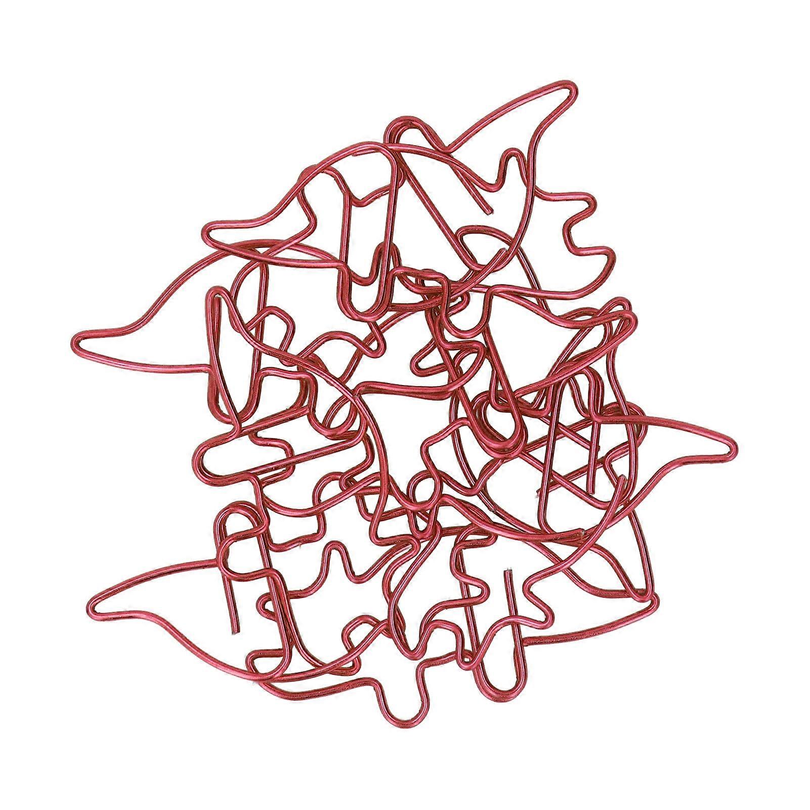 100pcs Shaped Paper Red Triceratops Shape Metal Electroplating Process Light Portable Office Clips for Document