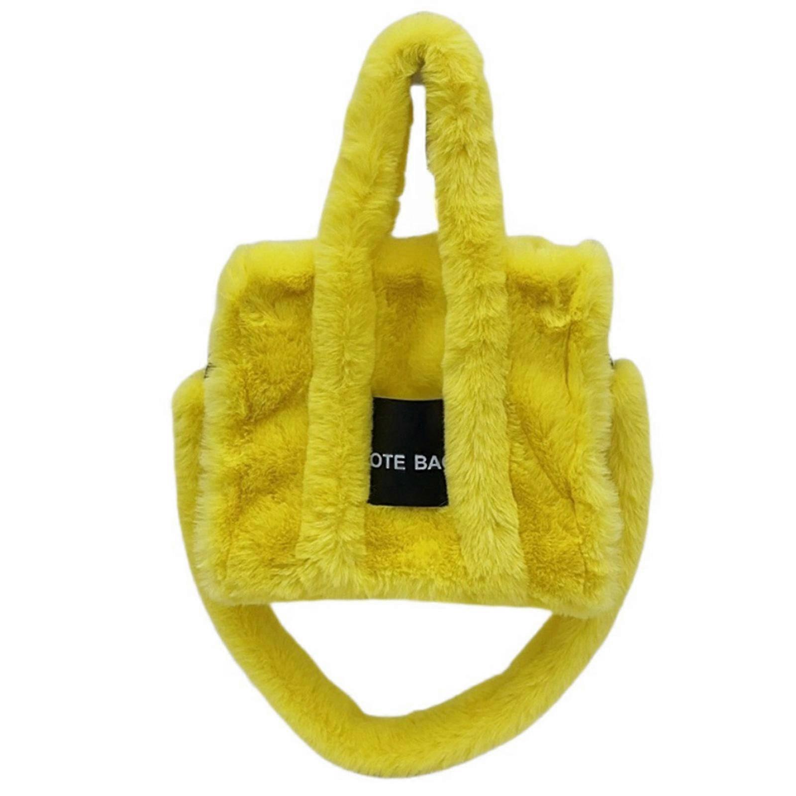 Sac de messager en peluche tout assorti pour les femmes Mode Sac à bandoulière Grande capacité Sac à main Automne Hiver Sac à bandoulière Jaune