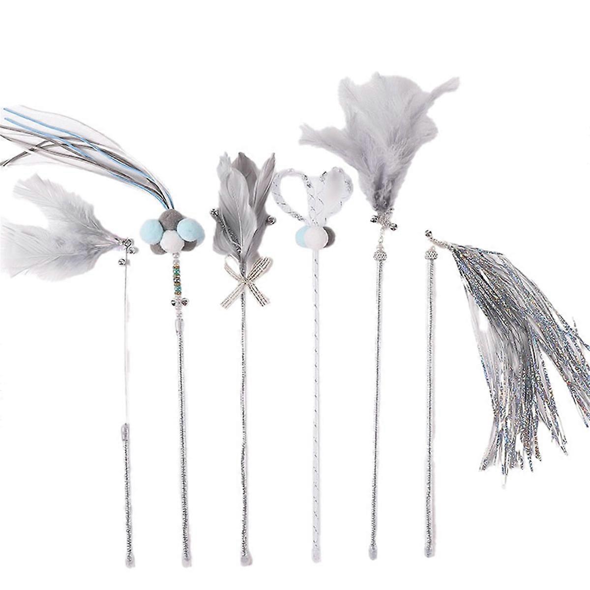 Cat Stick Ribbon Bite Cat Stick Bell Toy Set Cat Toy 6PCS