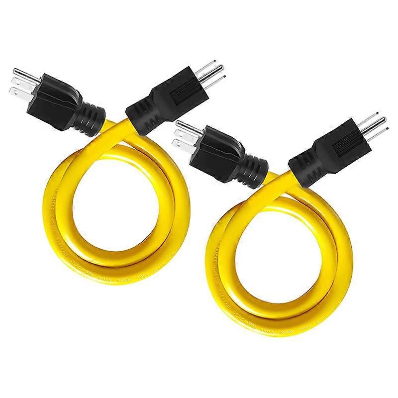 2Ft 3 Prong Plug to Plug Double Male Extension Cord,12AWG 125V NEMA