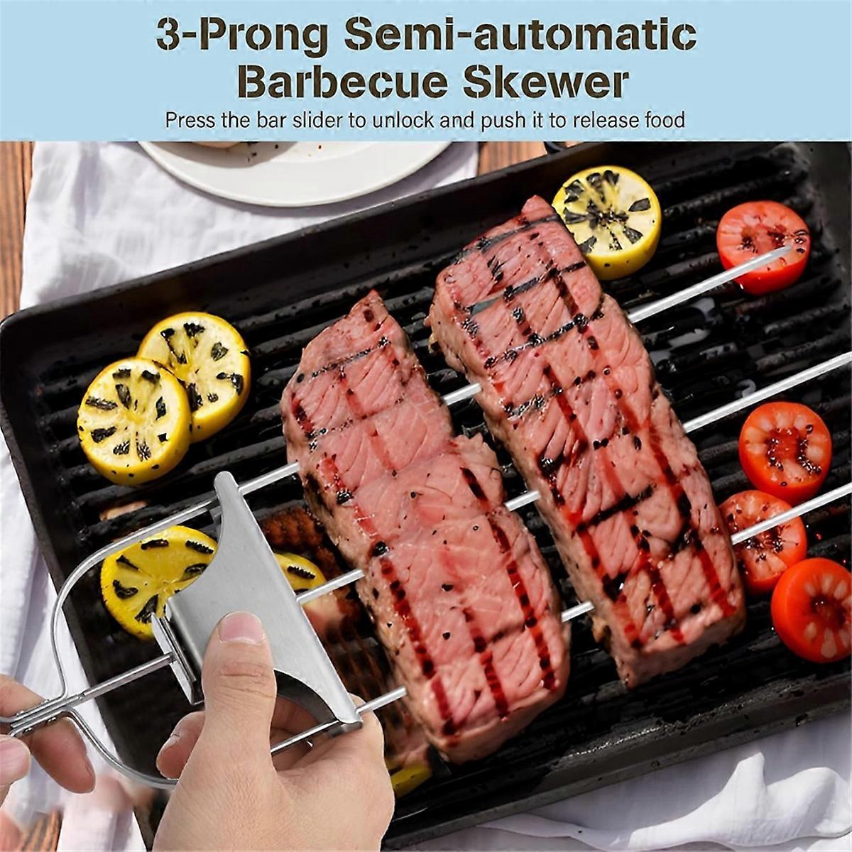 3 Way Skewers,Metal Skewers for Grilling