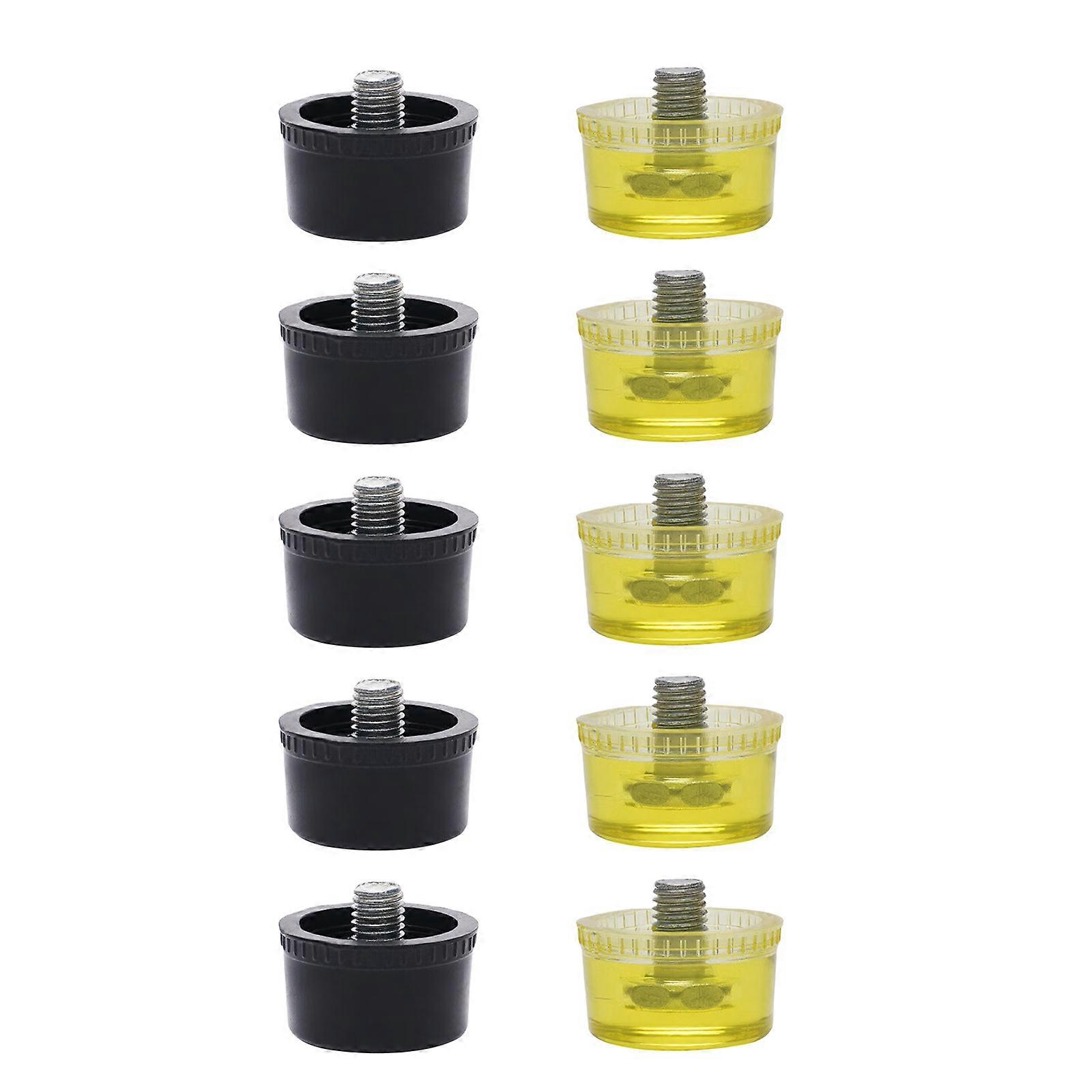 Pack Of 10 Rubber Striking Head Replacement Yellow Black Tip for Install Hammer Gentle Tapping Precise Work DIY Projects