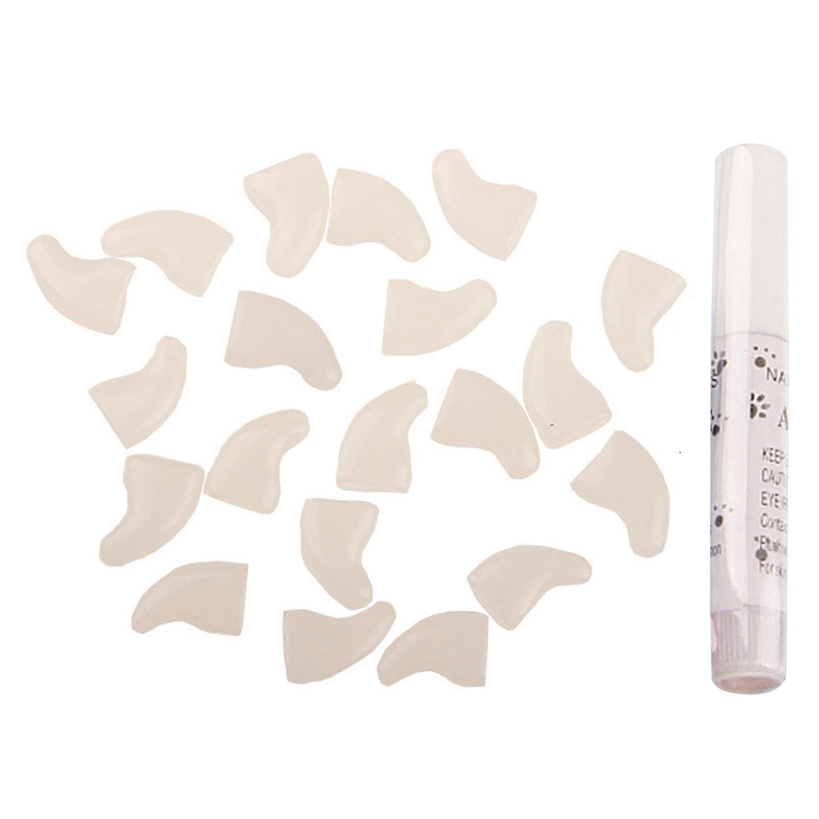 Pet Nail Caps and Adhesive Applicator with Instruction Declawing Colorful Tip Scratch-Prevention for Cats Paws  14 S