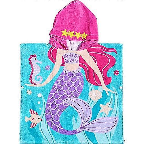 Kids Hooded Ponchos Bathrobe Super Soft for Beach Swimming Size M