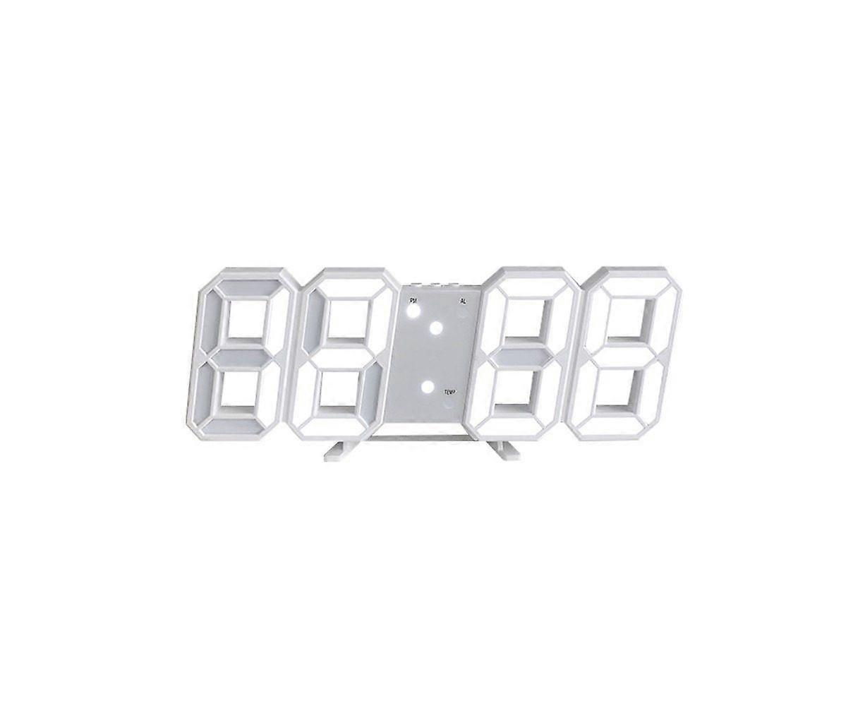 Stylish 3D LED Digital Alarm Clock - Wall-Mountable, USB Powered, Easy to Read, Timer Function - White