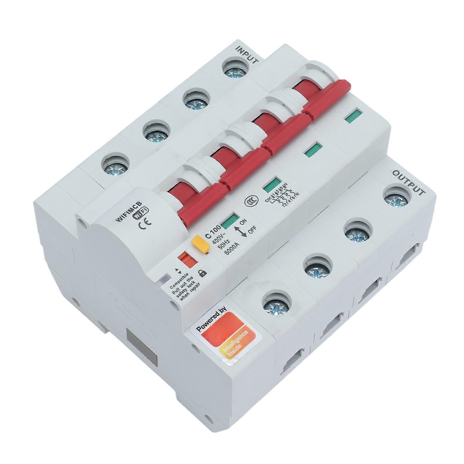 Circuit Breaker Smart WiFi Bluetooth 4P Remote Switch AC 400V with Safety Lock for Home100A 
