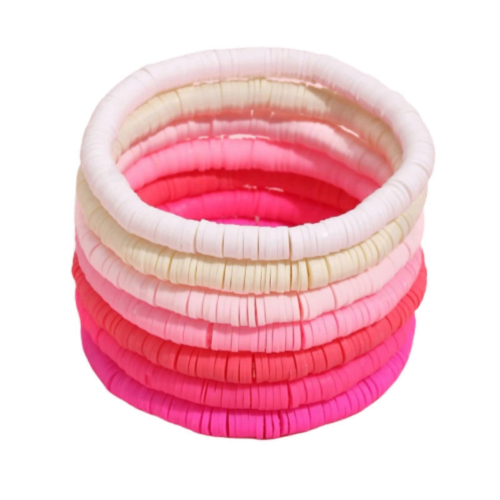 Surfer Bracelets Colorful Clay Bead Stack Bracelet with Happy Smile and Evil Eye Design, Bohemian Multi-Color Style