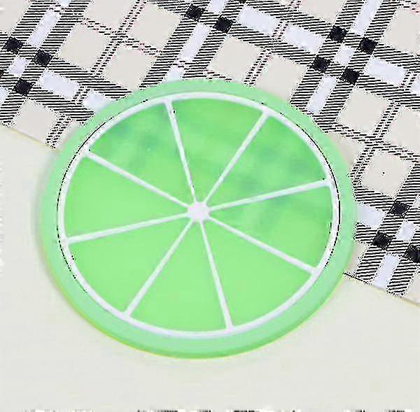 かわいいコースターフルーツシェイプシリコンコースター滑り止めボウルマット断熱の5個-グリーンオレンジ