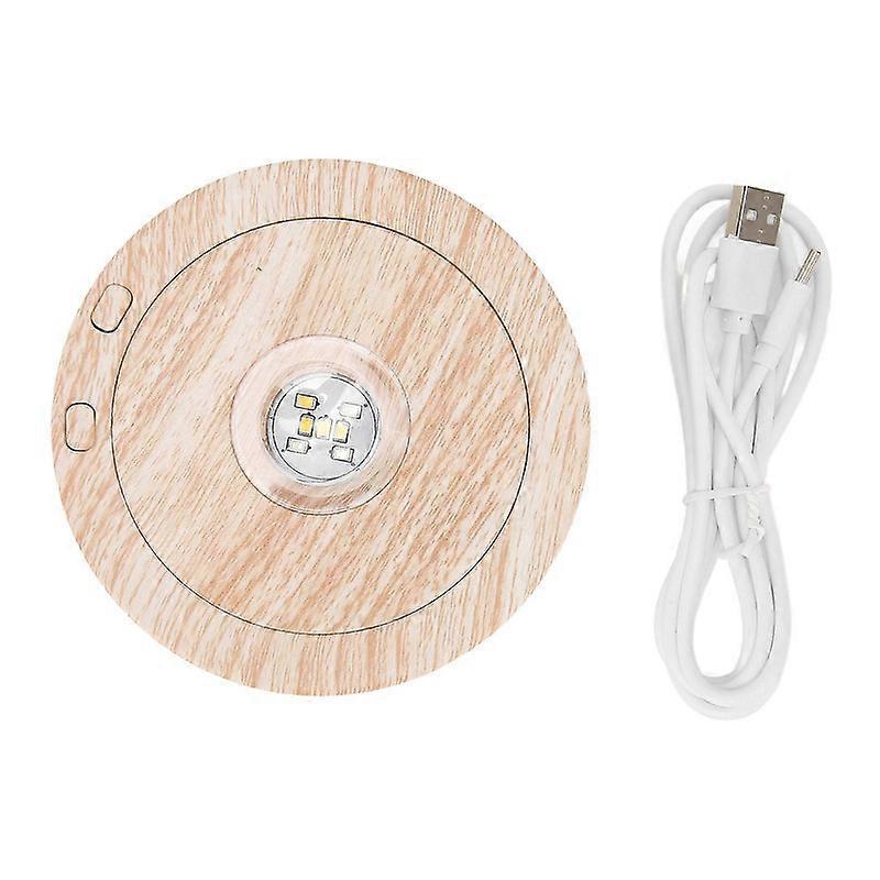 Puuvalon näyttöjalusta 360 asteen pyörivä pyökkirakeinen värikäs pyöreä LED-näyttöteline -