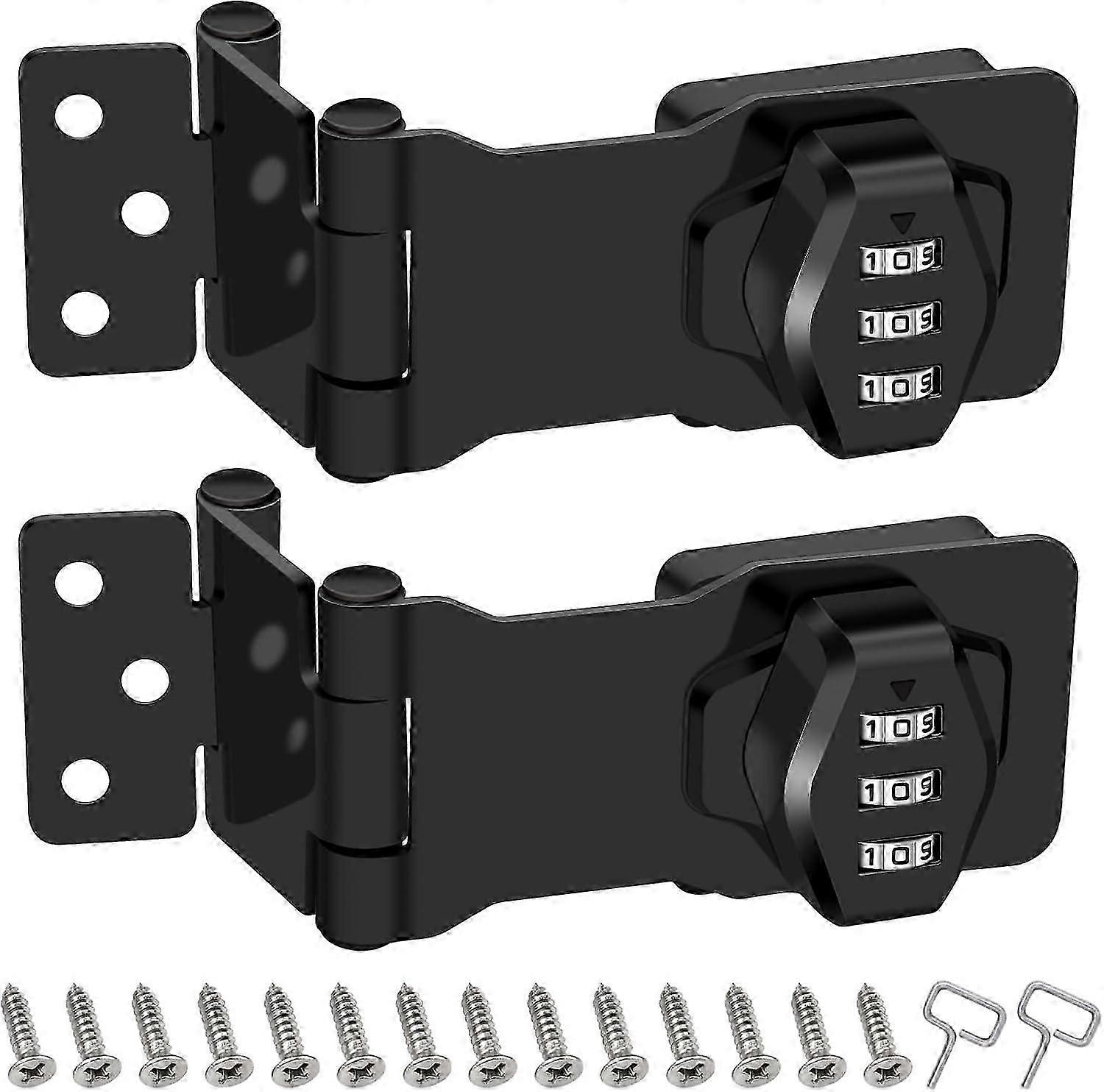 2 Pack Password Rotary Hasp Locks, Collapsible Solid 304 Stainless Steel File