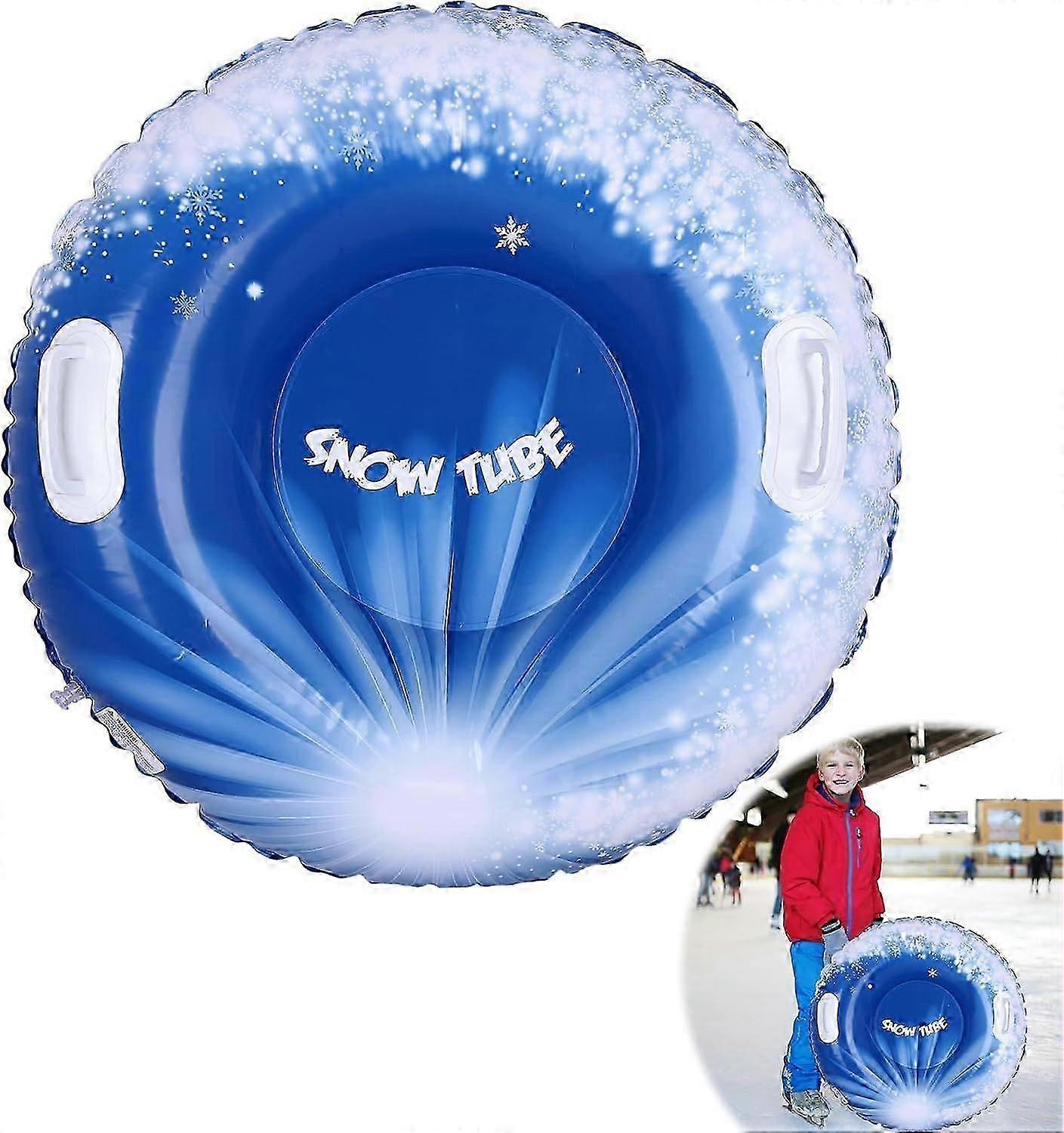 Inflatable Snow Sled Tube Winter Sledding Large Sled Tube 35 Inch/90cm Heavy Duty Sled Tube with 2 Handles for Kids and Adults Family Winter Skating S