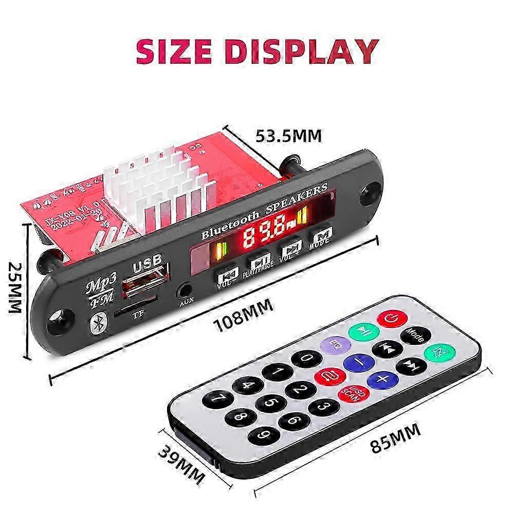 2*60W Amplifier 8-24V Bluetooth 5.0 MP3 Decoder Board WMA WAV Wireless Music Player Audio Modul Car FM Radio Call Recordings USB TF AUX