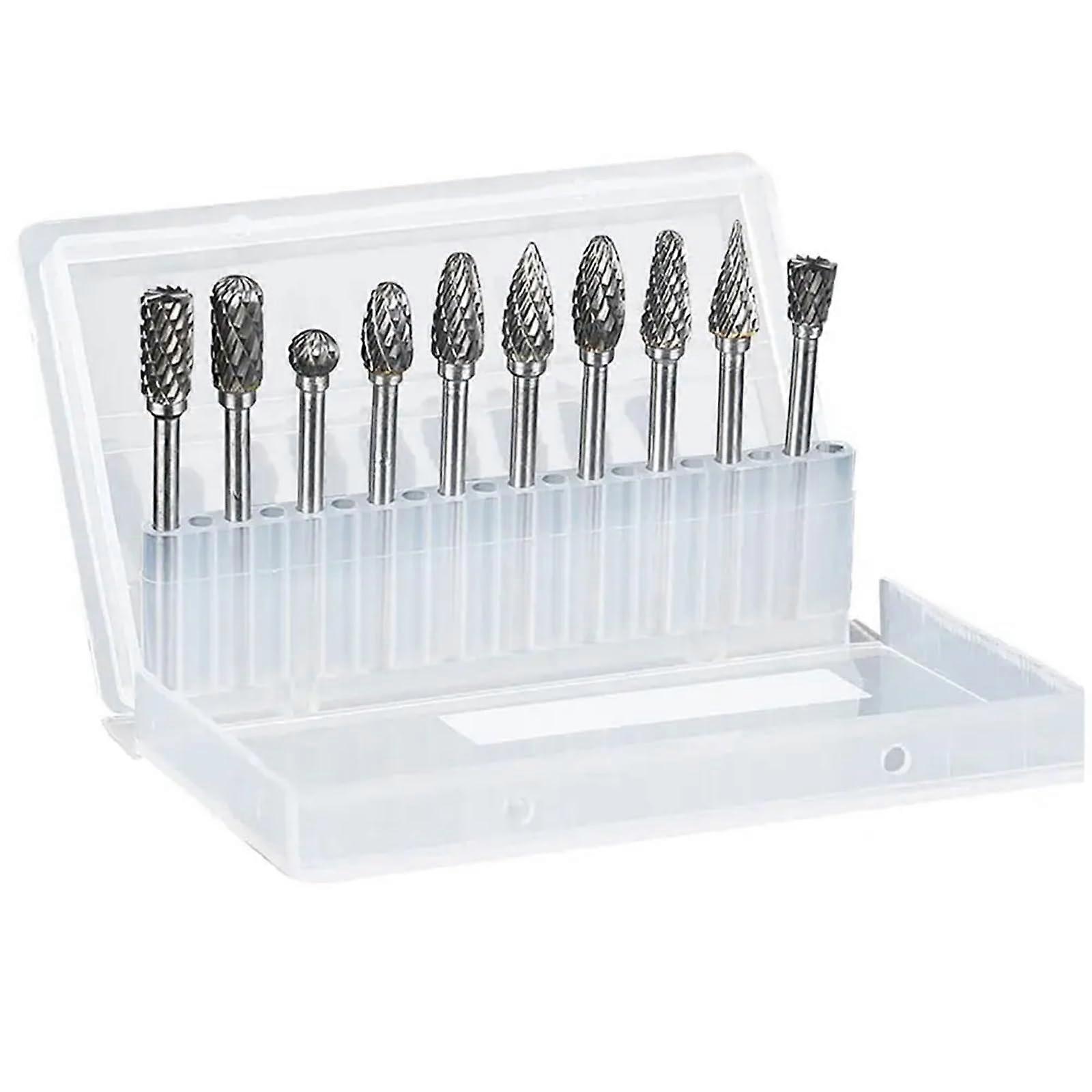 10Pcs/Set Carbide Rotary File Milling Cutter Electric Grinding Head Woodworking Carving Drill Bits Rotary Tool