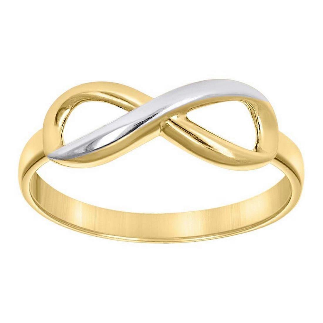 Pierścionek z symbolem nieskończoności z dwukolorowego złota próby 14k, szeroki na 5,3 x 2 mm, dla kobiet, 1,6 grama