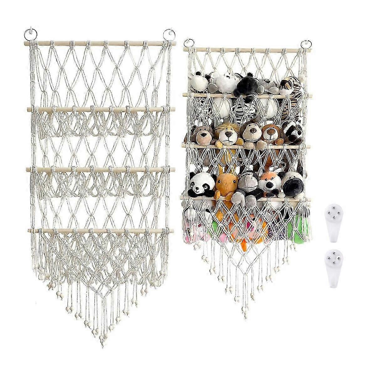 3 Layer Wooden Stuffed Toy Net, Stuffed Animal Net or Hammock, Small Stuffed Animal Toy Storage Net
