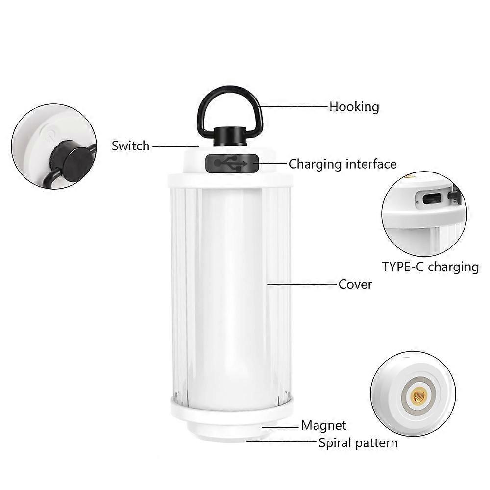 Outdoor Portable Camping Stepless Dimming High Brightness Tent Lantern USB Rechargeable LED Emergency Light with Hung Loop