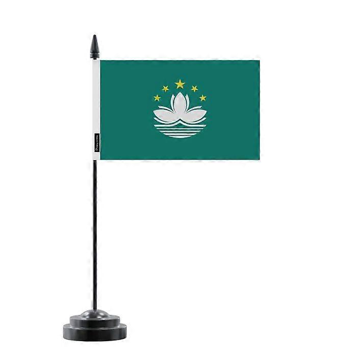 Table Flag - Macau - 14 x 21 cm - Polyester - Plastic Pole - Double-Sided Printing