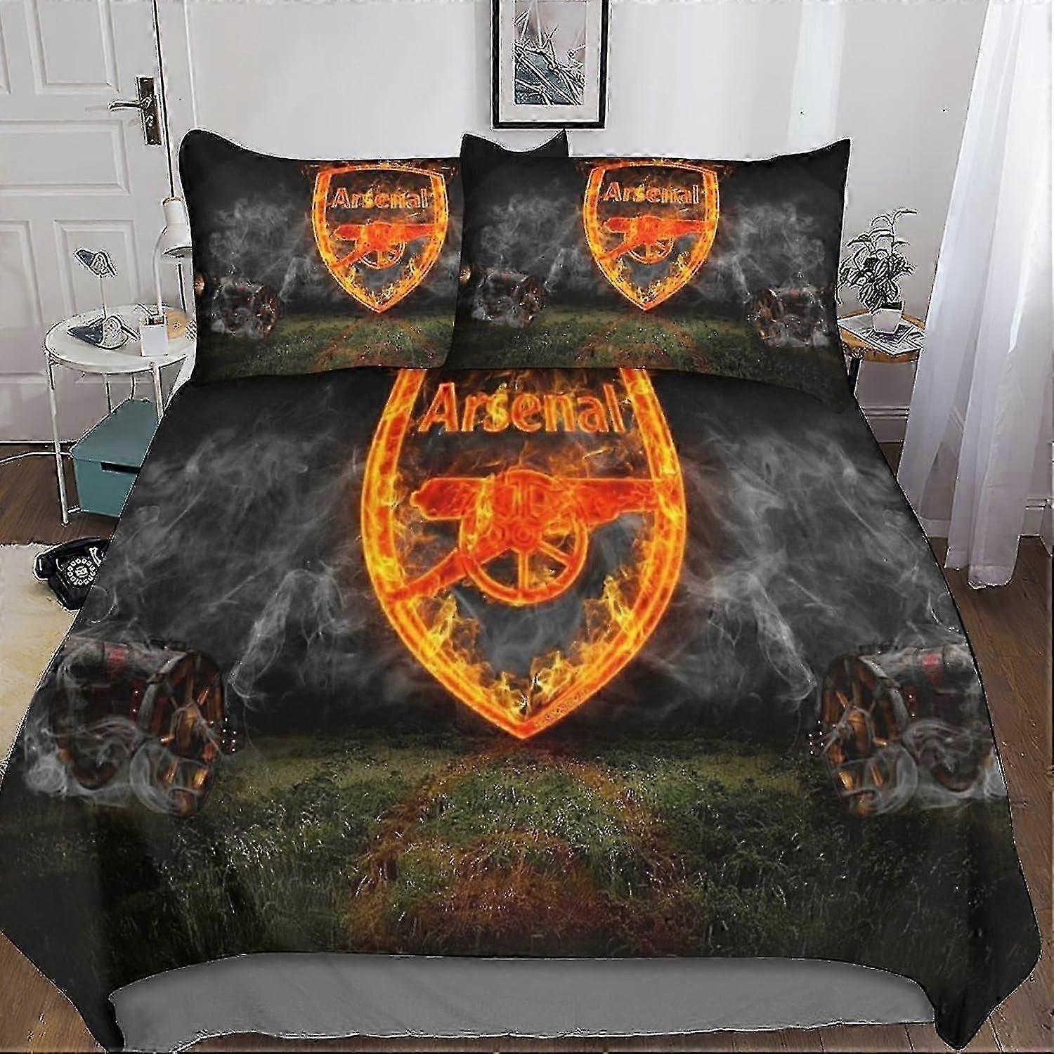 Conjunto de capa de edredom estampado Houkig Arsenal Super Club para crianças adolescentes, decoração de quarto Conjunto de cama de 3 peças com 2 fronhas