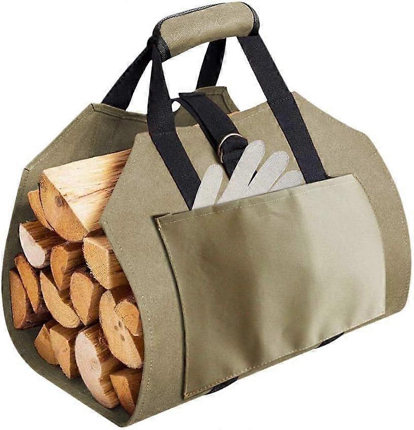 2025 Latest Model Canvas Firewood Log Carrier Bag, Canvas Camping Log Carrier Bag, 99x46cm(Gloves