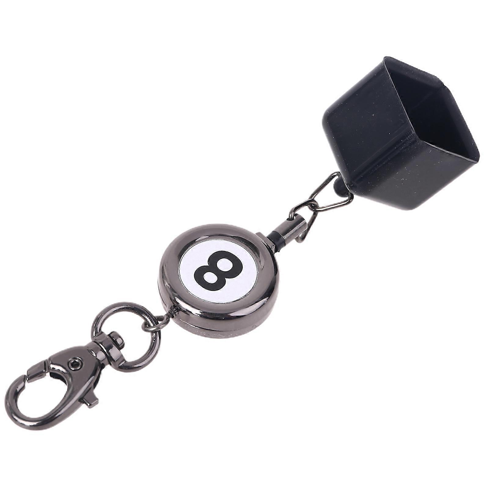 Portable Retractable Billiards Snooker Pool Cue Chalk Holder Drawing Keys Chain Keyrings with Number 8 Practical Tool