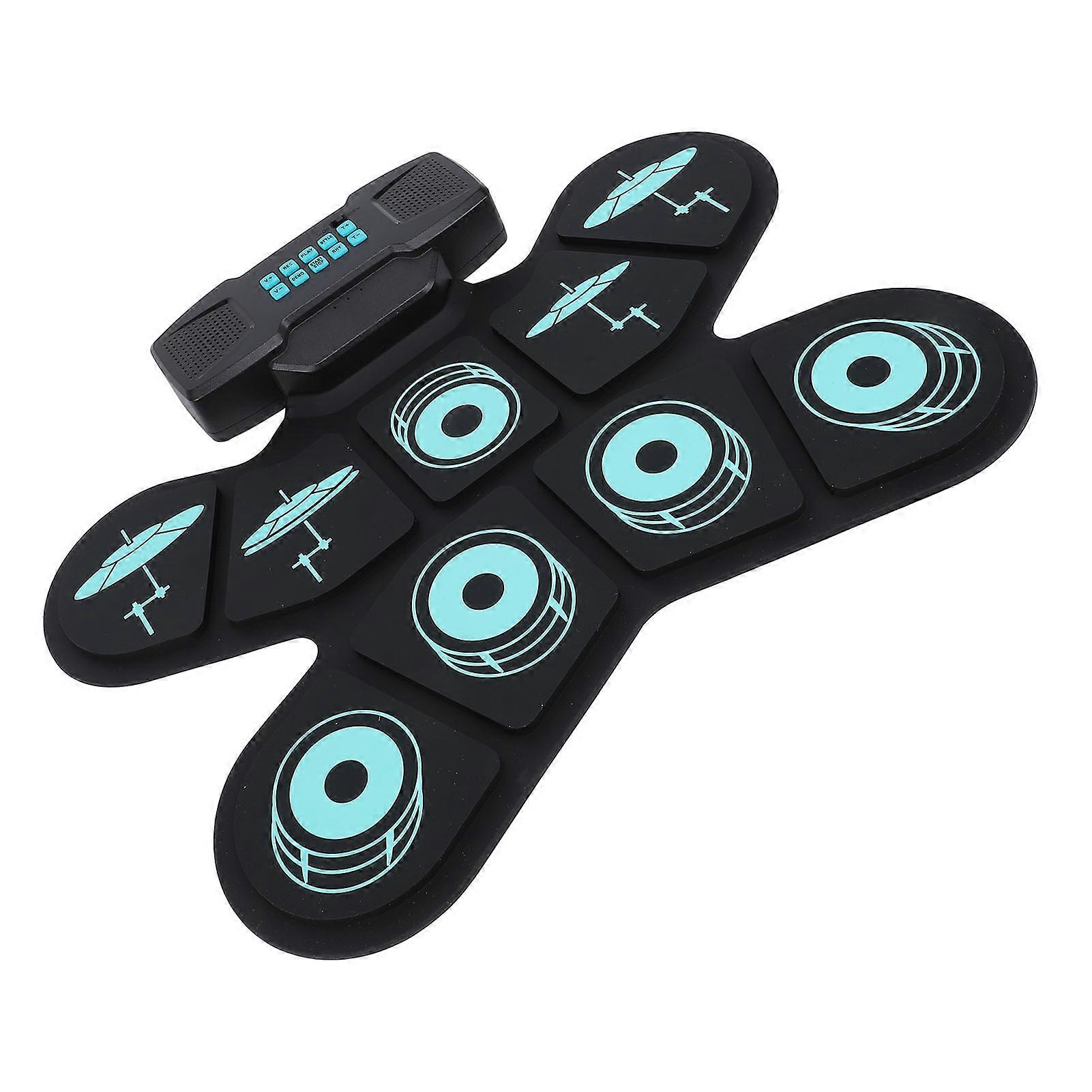 Electronic Drum Set 9 Drum Practice Pad With Dual Speaker Rechargeable Roll Up Electric Drum Pad Kit for Kids Student 