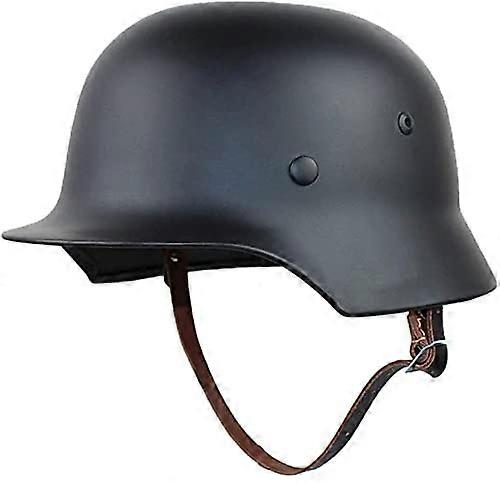German M35 Steel Helmet WW2 Military Replica Helmet with Mesh and Goggles Tactical Airsoft Paintball Helmet WW2 Helmet with Leather Lining/Black