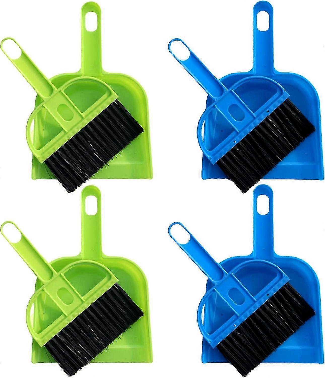 Compact Broom and Dustpan Set, 4 Piece Mini Brush Set for Office and Home Cleaning Tasks